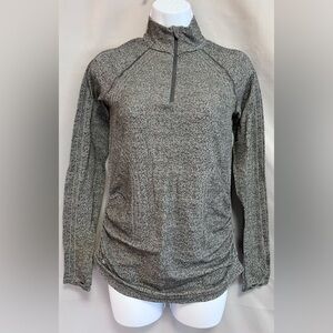 Athleta Women Seamless  1/4 Zip Pullover Top Heather Gray Ruched Running Small S